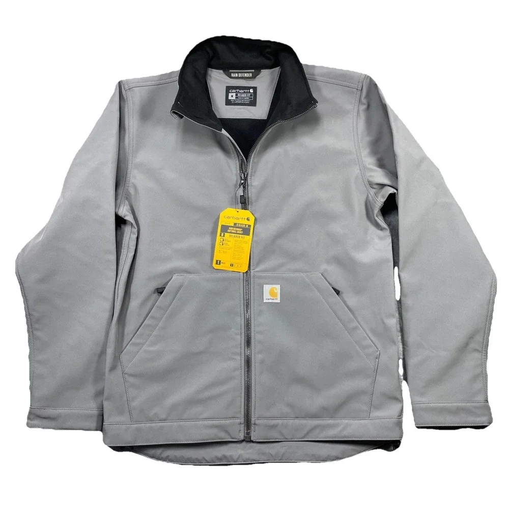 Carhartt Jacket Mens Medium (M) Gray Rain Defender Softshell Relaxed Fit OJ6438M